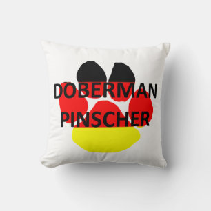 doberman pinscher over de duitse vlag kussen