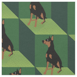 Doberman Pinscher over groene kubussen Stof