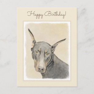 Doberman Pinscher Painting - Originele Dog Art Briefkaart