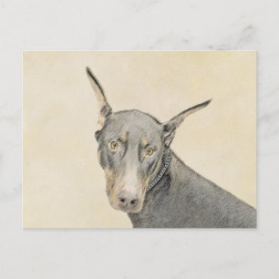 Doberman Pinscher Painting - Originele Dog Art Briefkaart