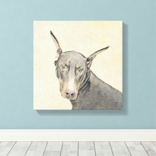 Doberman Pinscher Painting - Originele Dog Art Canvas Afdruk (Insitu (Houten vloer))