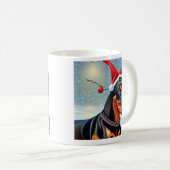 Doberman Pinscher, Père Noël, Mug café de Noël (Devant droit)