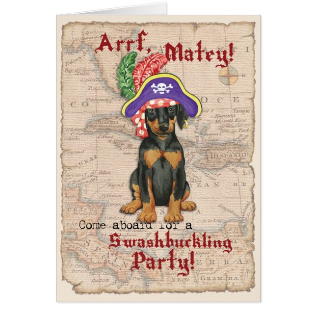 Doberman Pinscher Pirate Invitation (Devant)