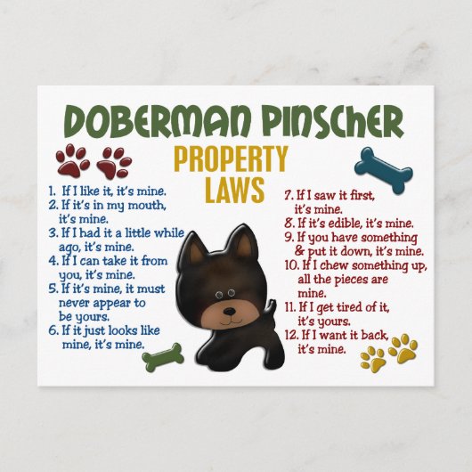 Doberman Pinscher Property Laws 4 Briefkaart (Voorkant)