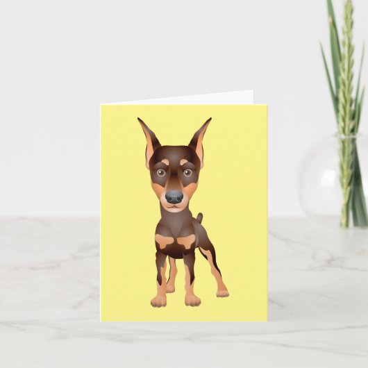 Doberman Pinscher Puppy Dog Blank Yellow Note Kaar Kaart (Voorkant)