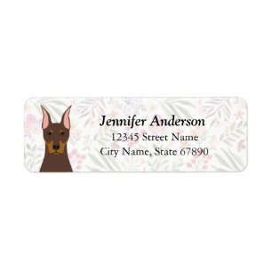 Doberman Pinscher Return-adreslabels Etiket