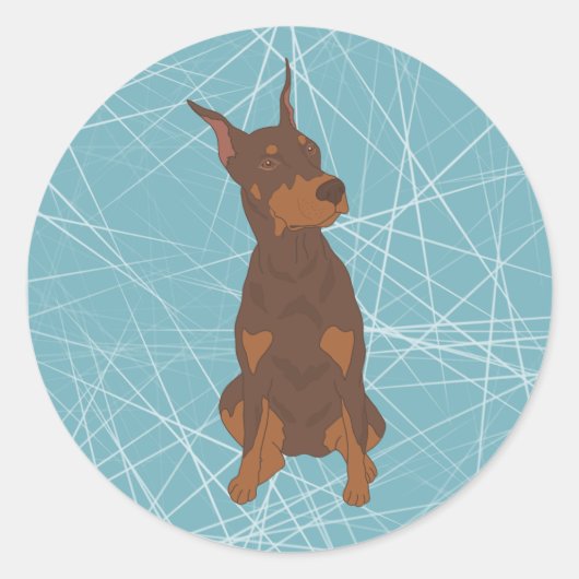 Doberman Pinscher Ronde Sticker (Voorkant)