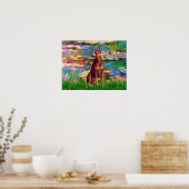 Doberman Pinscher (rood) - Lilies 2 Poster (Keuken)