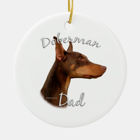 Doberman Pinscher (rood) Pa 2 Keramisch Ornament (Voorkant)