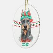 Doberman Pinscher Santa Hat Holiday String Beads Keramisch Ornament (Links)