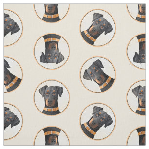 Doberman Pinscher Schilderij Dobie Uncropped Dog A Stof