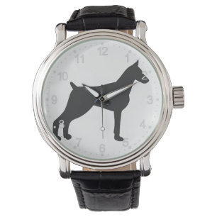 Doberman Pinscher Silhouette Horloge