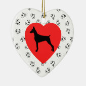 Doberman Pinscher Silhouette met hart Keramisch Ornament (Rechts)
