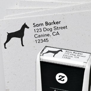 Doberman Pinscher Silhouette Return Address Zelfinktende Stempel
