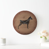 Doberman Pinscher Silhouette Rustic Style Grote Klok (Huis)