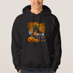 Doberman Pinscher Skeleton Halloween Happy Pumpkin Hoodie