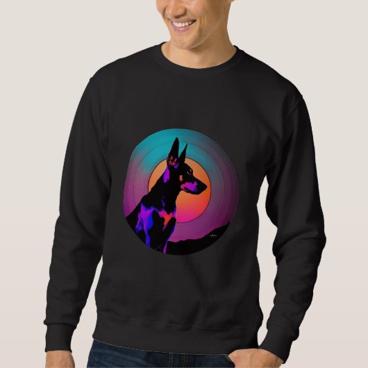 Doberman Pinscher Synthwave 80s Retrowave Aestheti Trui (Voorkant)