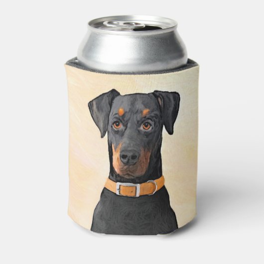 Doberman Pinscher Uncropped schilderij originele k Blikjeskoeler (Blikje Achterkant)