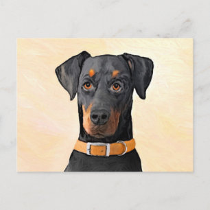 Doberman Pinscher Uncropped schilderij originele k Briefkaart