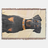 Doberman Pinscher Uncropped schilderij originele k Deken (Voorkant)