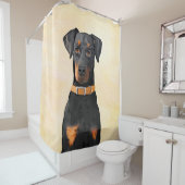Doberman Pinscher Uncropped schilderij originele k Douchegordijn (In situ)