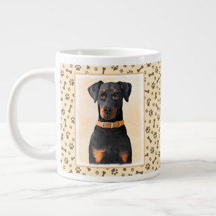 Doberman Pinscher Uncropped schilderij originele k Extra Grote Beker