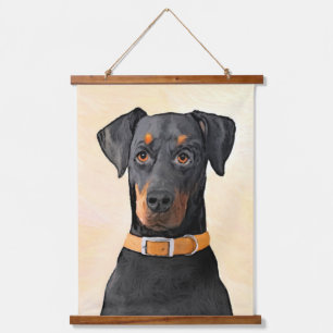 Doberman Pinscher Uncropped schilderij originele k Hangend Wandkleed