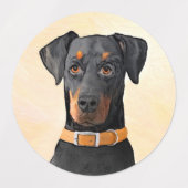 Doberman Pinscher Uncropped schilderij originele k Labels (Design 2)