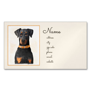 Doberman Pinscher Uncropped schilderij originele k Magnetisch Visitekaartje