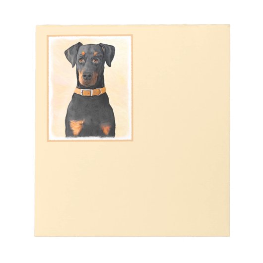 Doberman Pinscher Uncropped schilderij originele k Notitieblok (Voorkant)