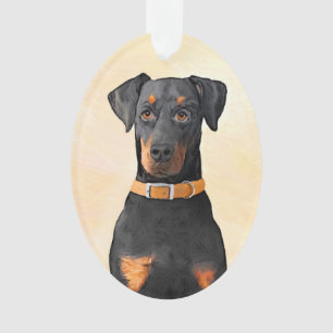 Doberman Pinscher Uncropped schilderij originele k Ornament