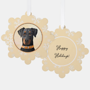 Doberman Pinscher Uncropped schilderij originele k Ornament Kaart