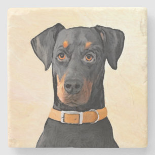 Doberman Pinscher Uncropped schilderij originele k Stenen Onderzetter