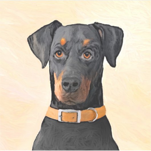 Doberman Pinscher Uncropped schilderij originele k Sticker (Voorkant)