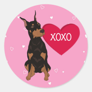 Doberman Pinscher Valentijnsdag Ronde Sticker