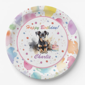 Doberman Pinscher Waterverf Papier Bord