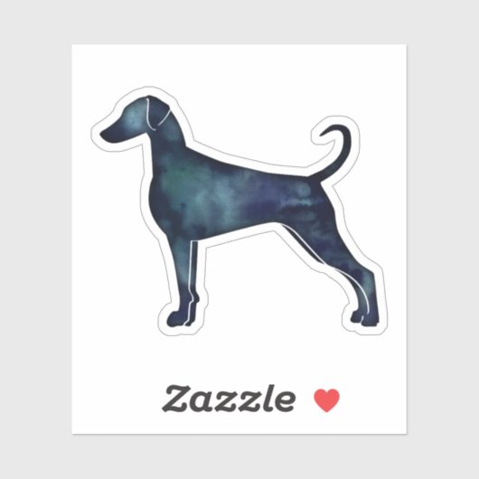 Doberman Pinscher Waterverf Silhouette Blk Sticker (Vel)