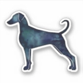 Doberman Pinscher Waterverf Silhouette Blk Sticker (Voorkant)
