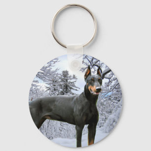 Doberman Pinscher Winter Snow Sleutelhanger