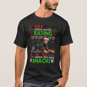 Doberman Pinscher Ze zien je als je lelijk XM eet T-shirt
