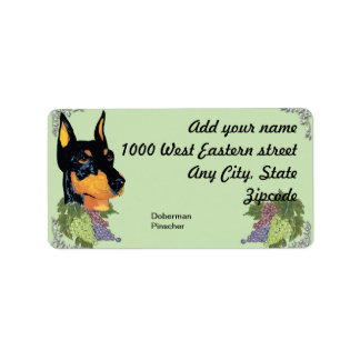 Doberman Pinscher ~ Zwart Dobie Portret Etiket