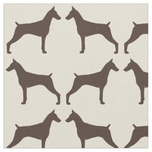 Doberman Pinschers   Dog Silhouettes pattered Stof