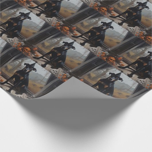 Doberman pompoenen Halloween eng Cadeaupapier (Hoek)