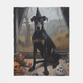 Doberman pompoenen Halloween eng Fleece Deken (Voorkant)