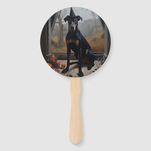 Doberman pompoenen Halloween eng Handwaaier (Voorkant)