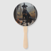 Doberman Pompoenen Halloween Griezelen Handwaaier (Achterkant)