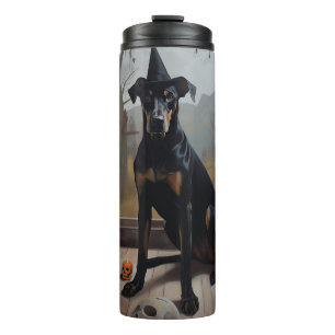 Doberman Pompoenen Halloween Griezelen Thermosbeker