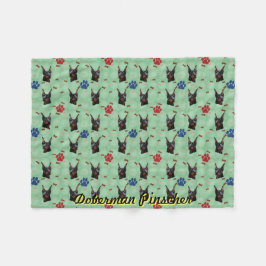 Doberman Portrait Fleece Deken