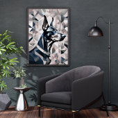 Doberman poster {BD-C2} monotone l geometrisch