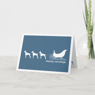 Doberman Pulling Santa's Sleigh Feestdagen Kaart